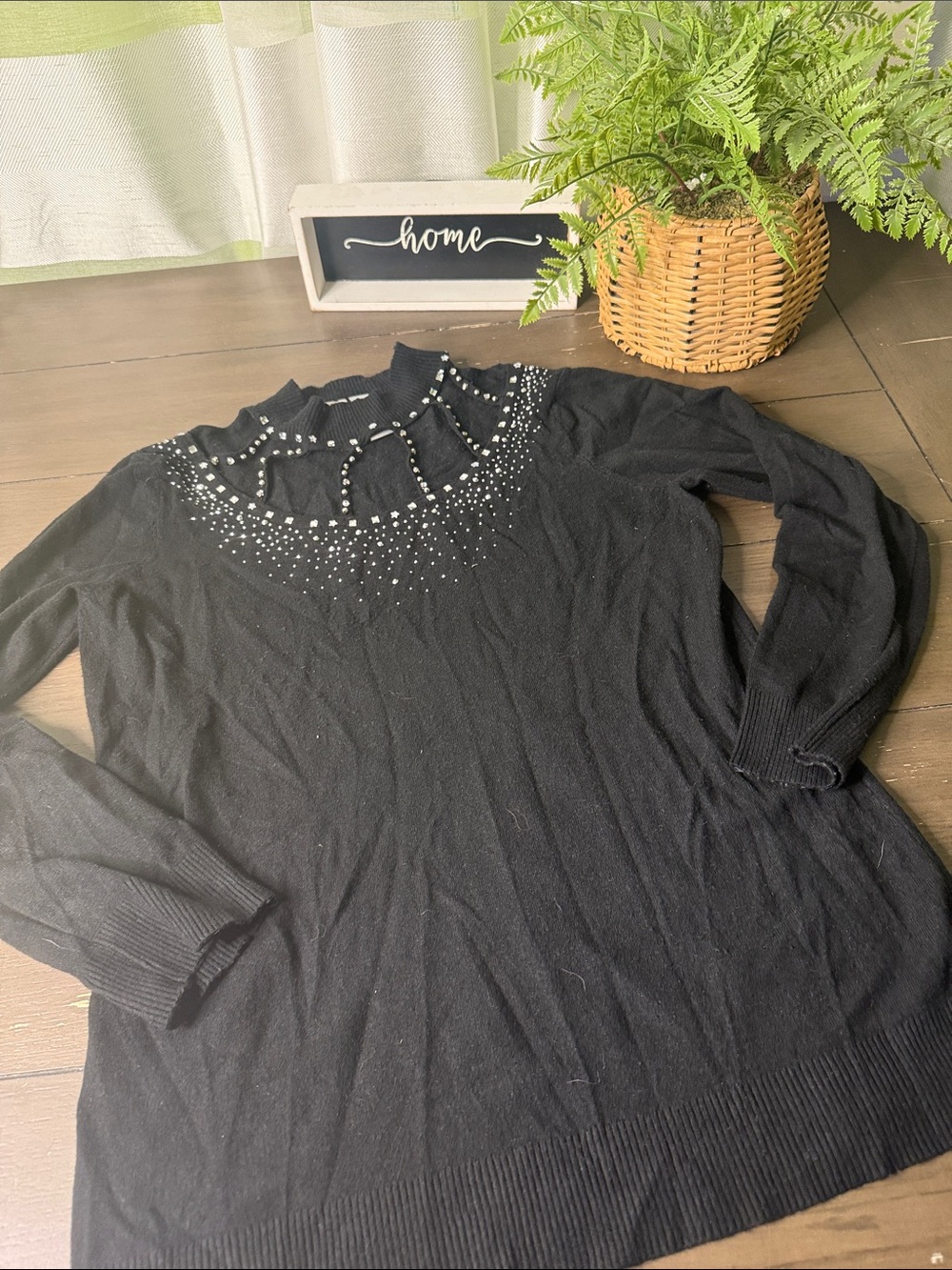 Women’s Black Beaded Turtleneck Sweater